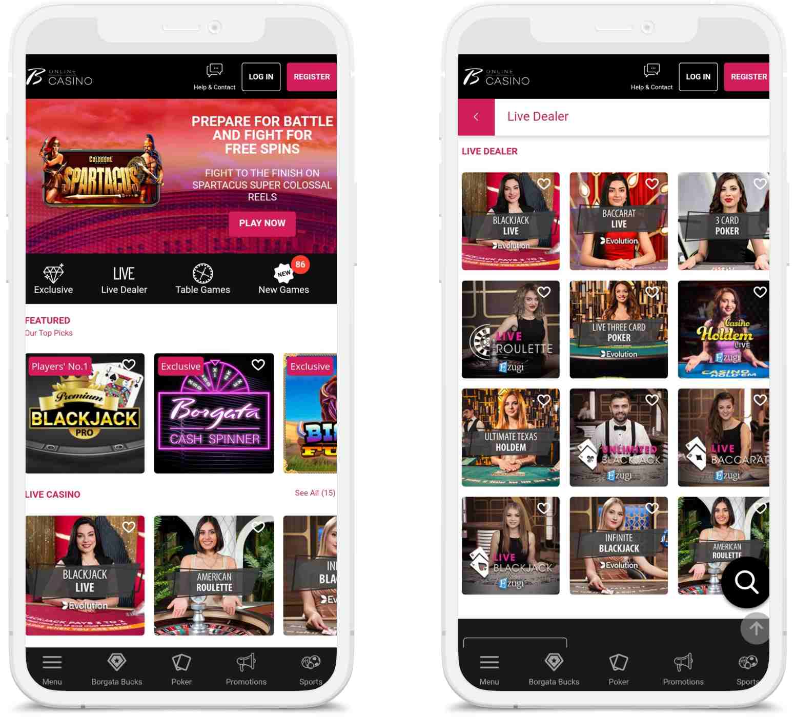 Borgata Casino Mobile Homepage And Live Dealer