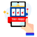 Mobile device showing free casino jackpot game