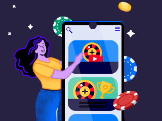 Woman playing roulette on mobile
