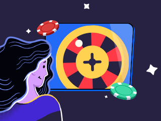 woman looking at roulette game on mobile device
