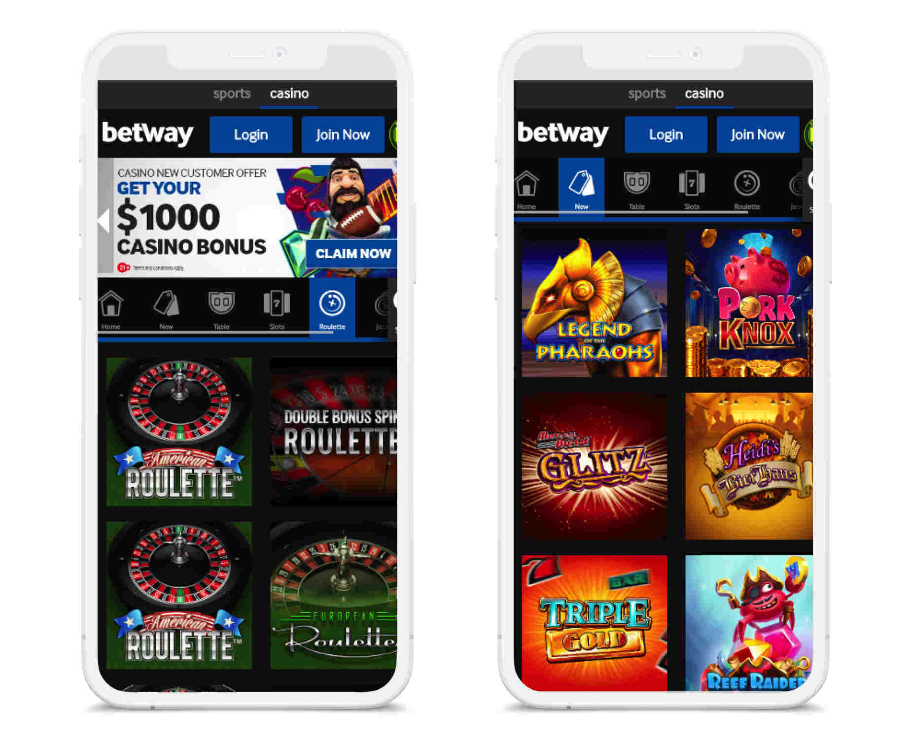 Betway Casino Mobile Screenshots