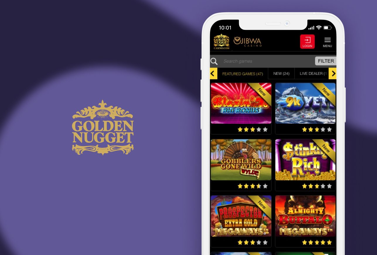 Golden Nugget casino homepage shown on mobile device